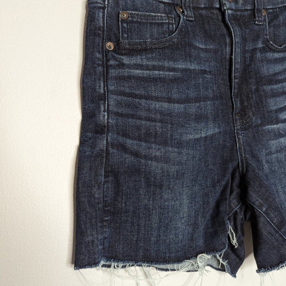 American Eagle Blue Next Level Stretch Curvy High Super Rise Shortie Shorts 6 - Picture 4 of 7